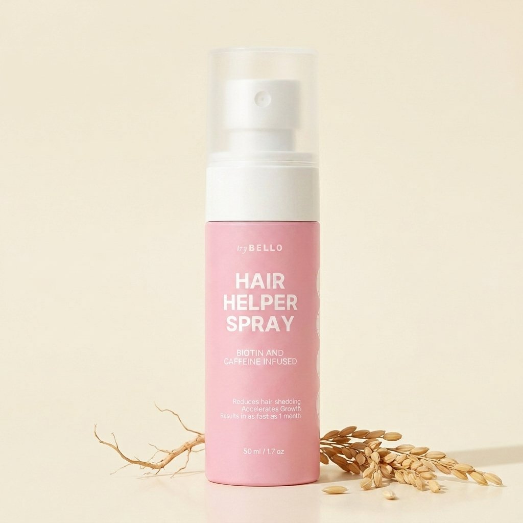 TryBello Hair Helper Spray bottle with rice grain and angelica root